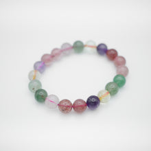 Load image into Gallery viewer, Mixed Quartz Bracelet with beautiful mixed quartz color. Everyone piece is unique. Best gift for your best friend/ BFF, birthday gift, valantine's day gift and daily wear. 天然超七手鏈, 每一條都是獨一無二混合水晶配搭,能提升財富運及人緣,減壓力及令人平和的力量等多重功效,最佳的節日禮物,閨蜜禮物,生日及情人節禮物。彈力線設計,可調節長度,簡單高貴又易佩搭,適合經常配戴。