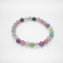 Load image into Gallery viewer, Mixed Quartz Bracelet with beautiful mixed quartz color. Everyone piece is unique. Best gift for your best friend/ BFF, birthday gift, valantine's day gift and daily wear. 天然超七手鏈, 每一條都是獨一無二混合水晶配搭,能提升財富運及人緣,減壓力及令人平和的力量等多重功效,最佳的節日禮物,閨蜜禮物,生日及情人節禮物。彈力線設計,可調節長度,簡單高貴又易佩搭,適合經常配戴。