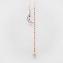 Load image into Gallery viewer, 925 sterling silver star moon necklace with adjustable extension chain. delicate gift,special day gift,daily jewelry,unique design,FashionJewelry,anniversary. 925 純銀璀璨星月項鍊,犒賞自己的禮物,周年紀念,優雅氣質,適合生日送禮,適合出席重要場合,日常風格,加分飾品。
