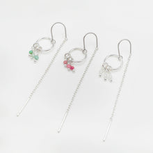 Load image into Gallery viewer, Ginkawa 天然寶石長鏈耳環,附可調式延長鏈。顏色漂亮,可輕鬆搭配您的日常服裝。生日、新年、最好的朋友和母親節禮物。 925 純銀天然寶石長鏈耳環,能夠帶來能量正,適合生日送禮或自用,每一條都是練習,能帶來正能量平衡氣場,減輕壓力及令人平和的等能量功效,最佳的能量功效節日禮物,閨蜜禮物,生日及情人節禮物。簡單基礎又好配搭,適合經常配戴。