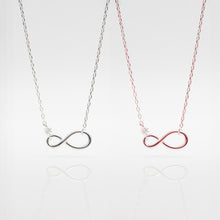 Load image into Gallery viewer, 925 sterling silver infinity necklace with adjustable extension chain. special day gift,delicate gift,for lover,popular style,FashionJewelry,Chinese Valentine's Day,mother's Day.925 純銀無限項鍊,經典風格,簡約細緻,日常加分飾品,情人節禮物首選,交換禮物,日常搭配,有意義的禮物。