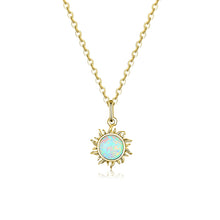 Load image into Gallery viewer, 925純銀小太陽歐泊石項鍊 (金色) Beautiful & unique Design 925 Sterling Silver Sun necklace with opal stone in gold plating