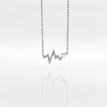 Load image into Gallery viewer, Elegant and beautiful sterling silver Heartbeat necklace which is classic, forever which is perfectly match with your daily mix and match dressing. Best gift for new year, mother's day, BFF, birthday and valentine's day present. 925 純銀怦然心動鎖骨鏈配閃亮釘鑲閃亮水鑽,適合告白禮物,紀念日禮物,甜蜜浪漫約會搭配