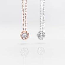 Load image into Gallery viewer, This elegant and beautiful eternity necklace silver jewelry is from Ginkawa designer jewellery. Our designer choice which is classic, forever which is perfectly match with your daily mix and match dressing. Best gift for birthday and BFF. Ginkawa 品牌項鏈配閃亮鋯石, 純銀經典水鑽G項鍊,經典簽名的可調節項鏈,適合日常配戴,代表性英文字母,簡單風格好搭配。亮銀色或玫瑰金顏色可供選擇。