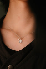 Load image into Gallery viewer, 925 sterling silver "Fa" charm floral necklace with adjustable extension chain.
Blessing Tag,New Year gifts,Blessing Gift,Exquisite charming,gift for her,Surprise Gifts.925 純銀發牌小花項鍊，新年限定，祝福禮物，開運飾品，麻將開運小物，適合送禮，適合出遊配戴。

