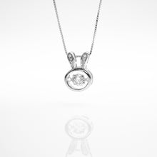 Load image into Gallery viewer, 925 sterling silver dancing bunny crystal necklace with adjustable extension chain.
unique design,romantic style,FashionJewelry,Timeless elegance,suitable for any occasion.925純銀舞動小兔水鑽項鍊，氣質精緻，犒賞自己的禮物，日常簡約搭配，清新風格，送給朋友的禮物，生日禮物推薦。


