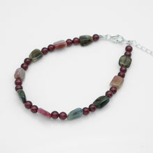 Load image into Gallery viewer, 彩寶｜石榴石彩碧純銀手鍊 Garnet &amp; Multi-Color Tourmaline Sterling Silver Bracelet｜B521
