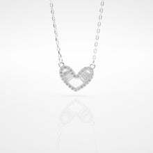 Load image into Gallery viewer, 925 sterling silver heart motif crystal necklace with adjustable extension chain.
Perfect gift BFF,for lover,beautiful accessories,suitable for traveling,Romantic surprise.925 純銀四葉貝母晶鑽項鍊，獨特的禮物，浪漫驚喜，告白禮物，優雅時尚，適合約會穿搭，母親節禮物推薦。

