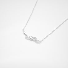 Load image into Gallery viewer, 925 sterling silver sparkling knot pendant necklace with adjustable extension chain.
special day gift,daily jewelry,popular style,elegant stylㄇe,Perfect accessory,Glamorous sparkle.925純銀閃鑽混結項鍊，氣質出眾，犒賞自己的禮物，日常搭配，簡約細緻，清新風格，送給朋友的禮物，生日禮物推薦。

