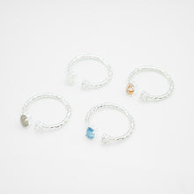 Load image into Gallery viewer, 925純銀爪鑲彩寶開口戒 925 Sterling Silver Prong Setting Natural Gemstones Ring 
Beautiful color and easy match with your daily dress. The best gift of birthday, new year, BFF and mother's day gift. 925 純銀爪鑲彩寶開口戒 ，能夠帶來正能量，適合生日送禮或自用， 獨一無二，能帶來正能量平衡氣場，減壓力及令人平和的力量等多重功效，最佳的節日禮物，閨蜜禮物，生日及情人節禮物。簡單高貴又好配搭，適合經常配戴。

