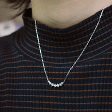 Load image into Gallery viewer, 925 sterling silver  pave crystal smile necklace with adjustable extension chain.
Sophisticated style,Dazzling,FashionJewelry,Versatile piece,suitable for girls.925純銀微笑排鑽項鍊，完美精緻的禮物，犒賞自己的禮物，甜蜜約會搭配，生日送禮首選，百搭配件，經典風格。

