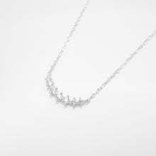 Load image into Gallery viewer, 925 sterling silver  pave crystal smile necklace with adjustable extension chain.
Sophisticated style,Dazzling,FashionJewelry,Versatile piece,suitable for girls.925純銀微笑排鑽項鍊，完美精緻的禮物，犒賞自己的禮物，甜蜜約會搭配，生日送禮首選，百搭配件，經典風格。


