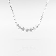 Load image into Gallery viewer, 925 sterling silver  pave crystal smile necklace with adjustable extension chain.
Sophisticated style,Dazzling,FashionJewelry,Versatile piece,suitable for girls.925純銀微笑排鑽項鍊，完美精緻的禮物，犒賞自己的禮物，甜蜜約會搭配，生日送禮首選，百搭配件，經典風格。

