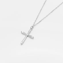 Load image into Gallery viewer, 925 sterling silver four-pointed star crystal cross necklace with adjustable extension chain,Surprise Gifts.925 純銀四星閃鑽十字架項鍊，精緻禮物，完美禮物，簡約細緻，母親節禮物，生日禮物首選，

