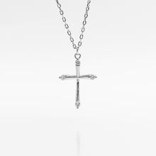 Load image into Gallery viewer, 925 sterling silver four-pointed star crystal cross necklace with adjustable extension chain,Surprise Gifts.925 純銀四星閃鑽十字架項鍊，精緻禮物，完美禮物，簡約細緻，母親節禮物，生日禮物首選，


