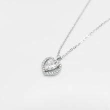 Load image into Gallery viewer, 925 sterling silver heart crystal necklace with adjustable extension chain.
date wear,for girls,anniversary gift,girlfriend gift,shiny accessories,wedding Jewelry,anniversary surprise.925 純銀滿鑽愛心項鍊，告白禮物，紀念日禮物，適合約會穿搭，情人節送禮首選，母親節禮物，犒賞自己的禮物，紀念禮物。


