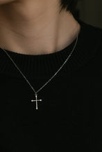 Load image into Gallery viewer, 925 sterling silver four-pointed star crystal cross necklace with adjustable extension chain,Surprise Gifts.925 純銀四星閃鑽十字架項鍊，精緻禮物，完美禮物，簡約細緻，母親節禮物，生日禮物首選，

