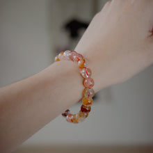 Load image into Gallery viewer, Colorful Rutilated Quartz Bracelet with beautiful mixed quartz color. FashionJewelry,popular style,unique design,BFF, birthday gift, valentine&#39;s day gift.彩色髮晶手鍊， 每一條都是獨一無二混合水晶配搭，防小人，改善氣血不通，提升財運，適合送禮，生日禮物推薦，母親節禮物，彈力線設計，可調節長度，適合天天配戴。
