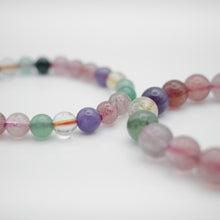 Load image into Gallery viewer, Mixed Quartz Bracelet with beautiful mixed quartz color. Everyone piece is unique. Best gift for your best friend/ BFF, birthday gift, valantine&#39;s day gift and daily wear. 天然超七手鏈， 每一條都是獨一無二混合水晶配搭，能提升財富運及人緣，減壓力及令人平和的力量等多重功效，最佳的節日禮物，閨蜜禮物，生日及情人節禮物。彈力線設計，可調節長度，簡單高貴又易佩搭，適合經常配戴。
