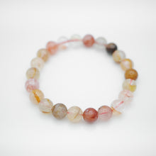 Load image into Gallery viewer, Colorful Rutilated Quartz Bracelet with beautiful mixed quartz color. FashionJewelry,popular style,unique design,BFF, birthday gift, valentine&#39;s day gift.彩色髮晶手鍊， 每一條都是獨一無二混合水晶配搭，防小人，改善氣血不通，提升財運，適合送禮，生日禮物推薦，母親節禮物，彈力線設計，可調節長度，適合天天配戴。
