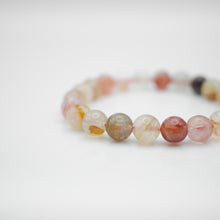 Load image into Gallery viewer, Colorful Rutilated Quartz Bracelet with beautiful mixed quartz color. FashionJewelry,popular style,unique design,BFF, birthday gift, valentine&#39;s day gift.彩色髮晶手鍊， 每一條都是獨一無二混合水晶配搭，防小人，改善氣血不通，提升財運，適合送禮，生日禮物推薦，母親節禮物，彈力線設計，可調節長度，適合天天配戴。
