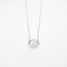 Load image into Gallery viewer, 925 sterling silver sparkling planet necklace with adjustable extension chain. best gift for birthday,for best friend,Teacher’s Day gift,suitable for traveling,anniversary surprise.925 純銀小星球項鍊，簡約精緻，童趣項鍊，適合天天配戴，簡約風格日常好搭配，適合情人節送禮，閨蜜禮物。
