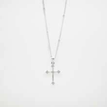 Load image into Gallery viewer, 925 sterling silver starburst cross necklace is meaningful and belief. elegant style,beautiful accessories,dainty Jewelry,meaningful gift,Double Seventh Festival.925 純銀星芒十字架項鍊，有意義的禮物，教會項鍊，閃亮精緻，優雅氣質，是和重要場合穿搭，紀念送禮首選。
