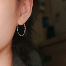 Load image into Gallery viewer, 925純銀｜抹黑麻花耳扣 Anti-Tarnish Twist Hoop Earrings｜E373
