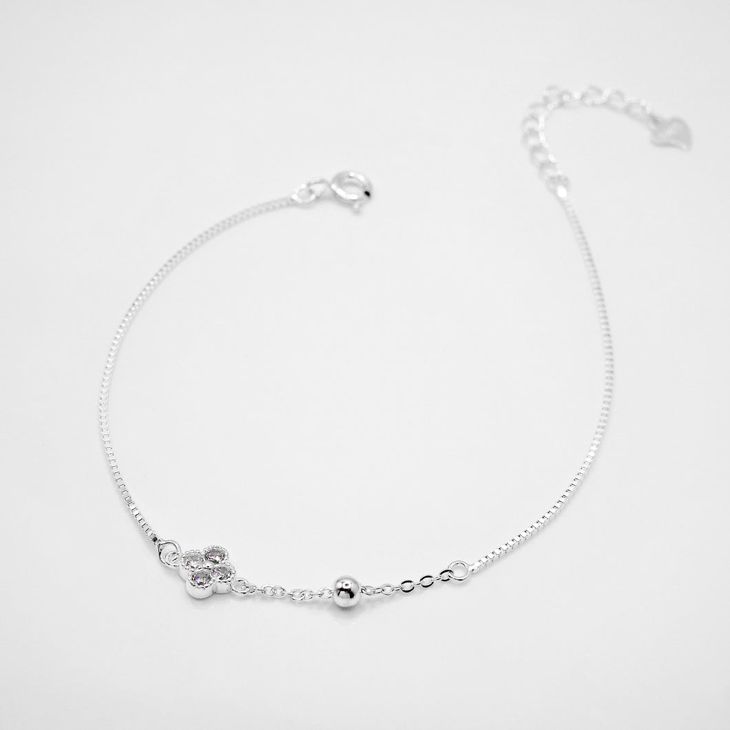 925純銀｜四葉草水鑽手鍊 Four-leaf Clover Bracelet｜B116