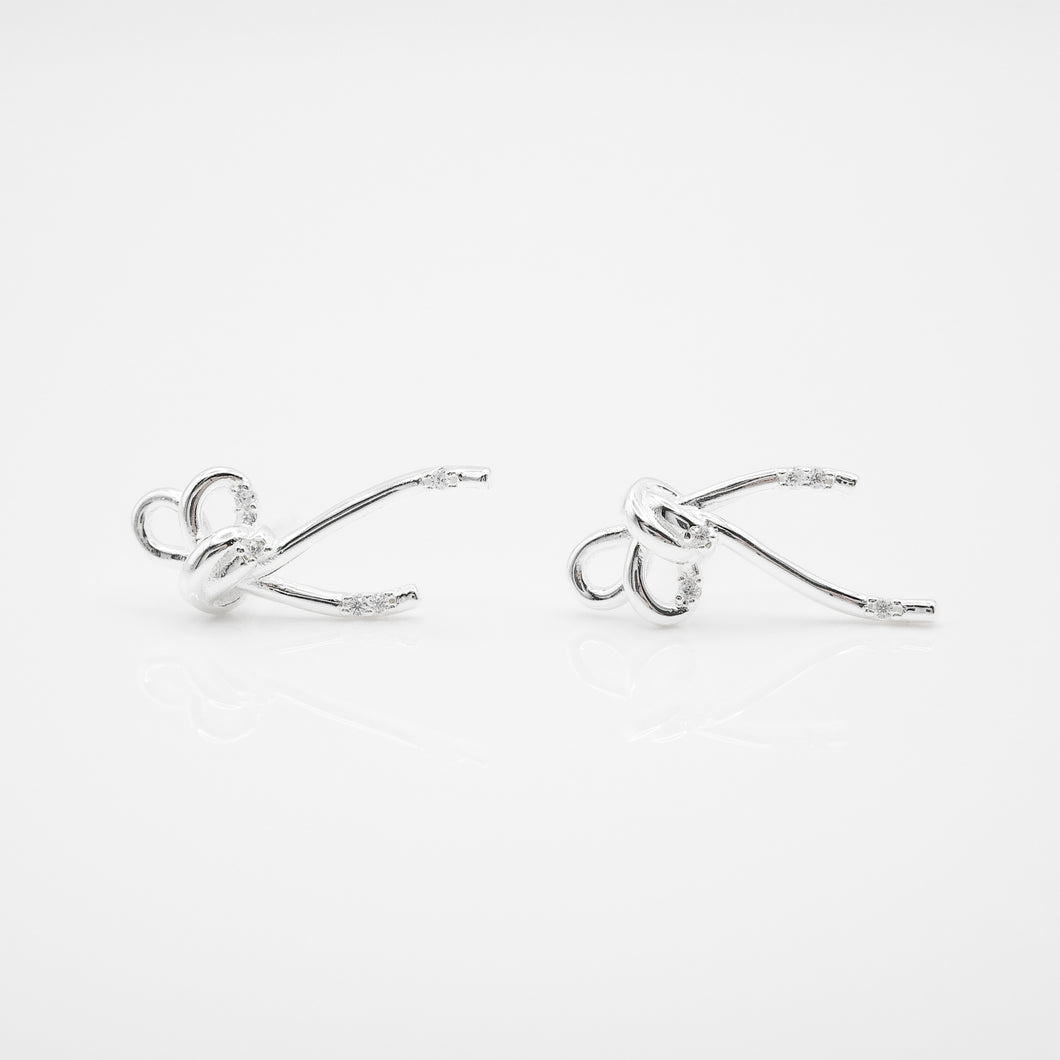925純銀｜長絲帶蝴蝶結耳環 Long Bow Earrings ｜ E380
