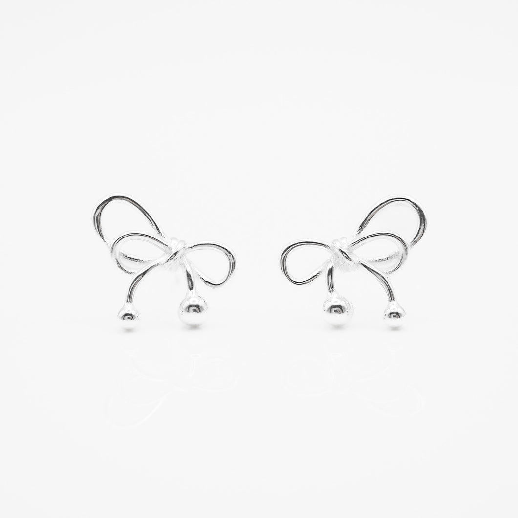 925純銀｜雙蝴蝶結耳環 Double Bowknot Earrings｜ E382