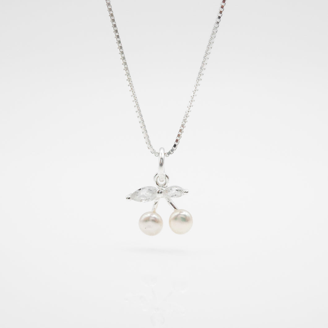 925純銀｜珍珠小櫻桃項鍊 Mussel Pearl Cherry Necklace｜N222