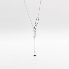Load image into Gallery viewer, 925 sterling silver paperclip single bead necklace with adjustable extension chain. FashionJewelry,trendy design,popular style,woman’s day,anniversary,Perfect gift for BFF.925 純銀銀珠流蘇項鍊 ，率性風格，日常搭配，百搭配件，適合約會穿搭，犒賞自己的禮物，簡約細緻，適合出席重要場合。
