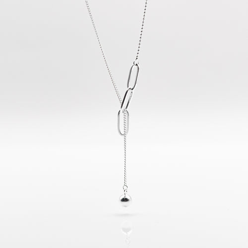 925 sterling silver paperclip single bead necklace with adjustable extension chain. FashionJewelry,trendy design,popular style,woman’s day,anniversary,Perfect gift for BFF.925 純銀銀珠流蘇項鍊 ，率性風格，日常搭配，百搭配件，適合約會穿搭，犒賞自己的禮物，簡約細緻，適合出席重要場合。