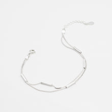 Load image into Gallery viewer, 925 sterling silver cubic rectangular strips bracelet with adjustable extension chain. unisex accessories,popular style,graduation gift,wear every day,Perfect gift for BFF,Teacher’s Day gift.925 純銀雙層方條手鍊，簡單百搭，日常風格，約會穿搭，可天天配戴，紀念日禮物，適合生日送禮，夏季飾品。
