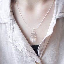 Load image into Gallery viewer, 925 sterling silver dream catcher necklace classic fashion design. funky design, popular style, beautiful accessories, mother&#39;s Day, anniversary, best gift for birthday. 925 純銀捕夢網項鏈，美夢成真項鍊，適合送禮，畢業禮物，祝福禮物，適合日常配戴，適合出遊旅行，有意義的禮物。
