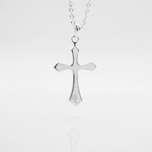 Load image into Gallery viewer, This elegant and beautiful eternity necklace silver jewelry is from Ginkawa designer jewellery. 925 sterling silver rhombic cross necklace is meaningful and belief. classic design, meaningful gift, special day gift for best friend, thanksgiving, x&#39;mas holiday. Classic design for mixed &amp; match every day. 925 純銀菱角十字架項鏈，有意義的禮物，宗教項鍊，獨特的禮物，適合送禮，簡單百搭款式，適合生日送禮，聖誕交換禮物，紀念禮物。

