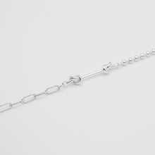 Load image into Gallery viewer, Beautiful 925 Sterling Silver double knot bracelet with mixed different chain in one bracelet. Best gift for BFF and birthday and which can bring good lucky. 925 純銀雙結手鏈，簡單可愛款式，任何風格都可駕馭，七夕情人節禮物，紀念日禮物，出遊旅行穿搭，約會聚餐可搭配。

