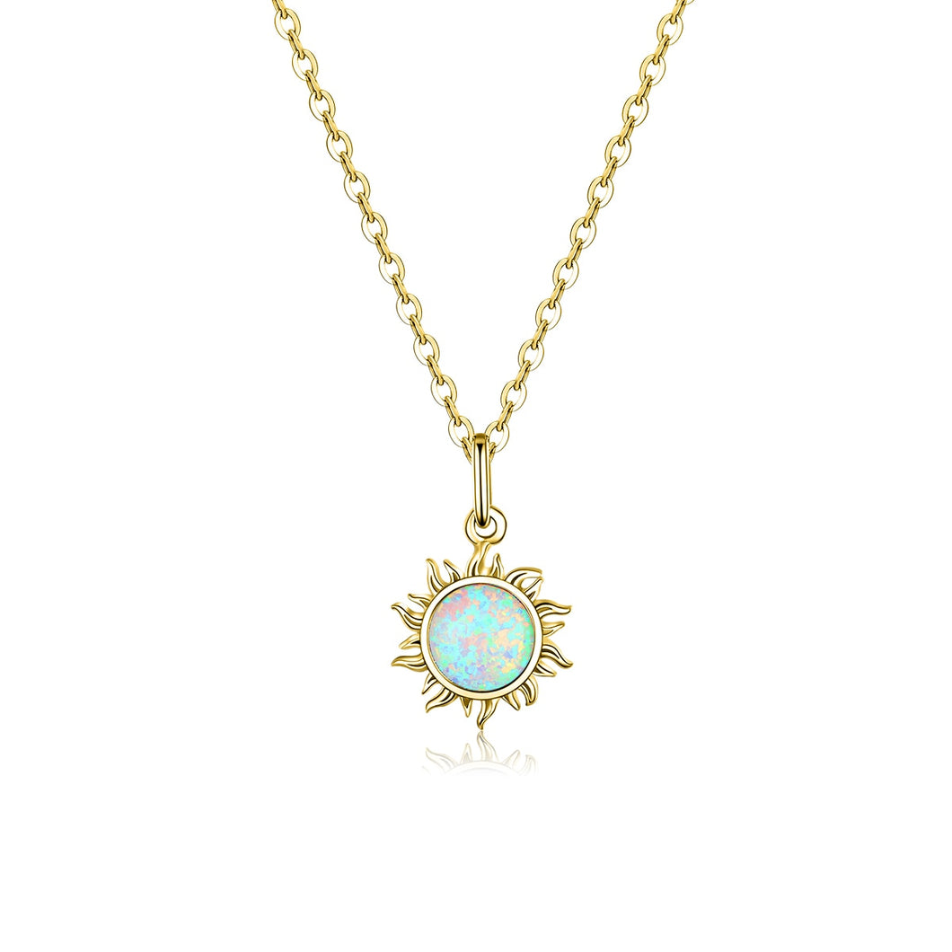 925純銀小太陽歐泊石項鍊 （金色） Beautiful & unique Design 925 Sterling Silver Sun necklace with opal stone in gold plating