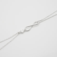 Load image into Gallery viewer, 925 純銀無限手鍊 925 sterling silver Infinity Bracelet 925 sterling silver infinity bracelet with adjustable extension chain. popular style,unique design,cute accessories,suitable for traveling,Teacher’s Day gift.mother&#39;s Day,woman’s day. 925 純銀無限手鍊，簡約熱門，日常搭配，適合出遊旅行穿搭，適合天天配戴，甜蜜約會搭配，情人節完美禮物。
